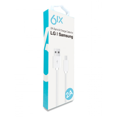 6IX 2A Micro USB Кабель для синхронизации и зарядки (2M) 6IX 2A Micro USB Кабель для синхронизации и зарядки (2M)