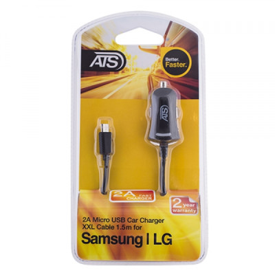 ATS 2.1A Micro USB Автомобильное зарядное устройство со встроенным 1.5M кабелем ATS 2.1A Micro USB Автомобильное зарядное устройство со встроенным 1.5M кабелем