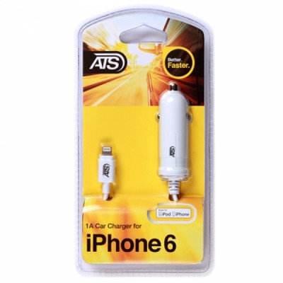 ATS 1A Автомобильное зарядное устройство для iPhone SE/6/6S/6 Plus (MFI) со встроенным Lightning кабелем