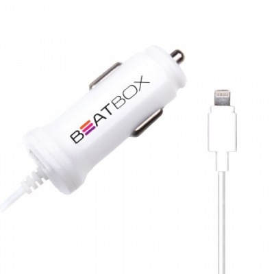 Автомобильное зарядное устройство 2.1A для iPhone 6 со встроенным 1.5М кабелем & дополнительным USB портом
